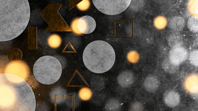 Abstract Luxury Background with Geometric Shapes and Golden Bokeh