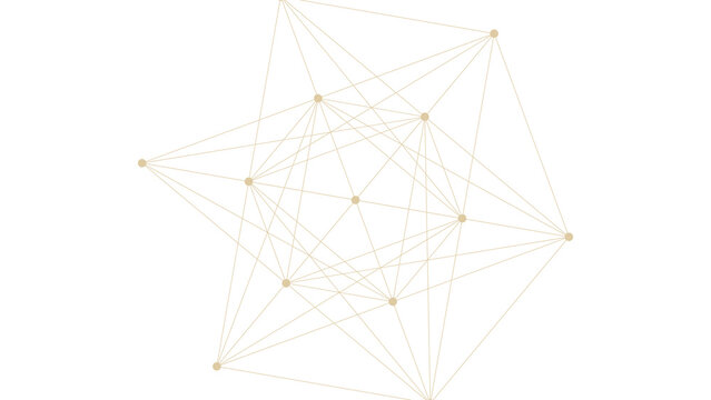 Abstract geometric structure with beige connected dots forming a complex network on a dark black surface