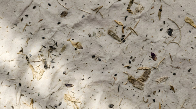 Close-up texture of recycled kraft paper with natural fibers and speckles for eco packaging design