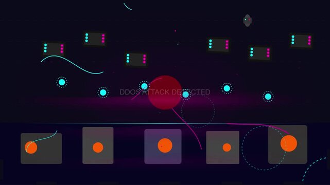 Cybersecurity Visualization Showing DDoS Attack Detection on Network Servers