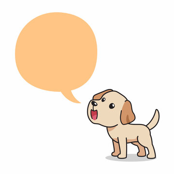 Cute Labrador dog standing with blank speech bubble cartoon vector illustration