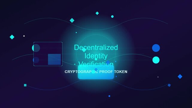 Digital Illustration of Decentralized Identity Verification with Cryptographic Proof Token