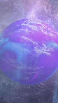 Animation of violet planet in smoky violet space