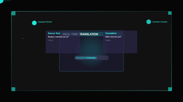 Modern UI Real-Time Language Translation Interface with French to English Example