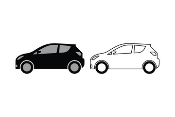 Naklejka premium Line Art Car Silhouette Isolated on White Background