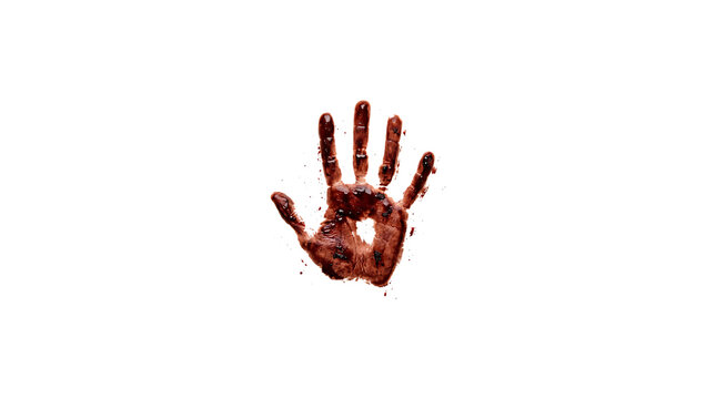 Realistic bloody handprint isolated element for horror or crime scene investigations isolated on transparent background