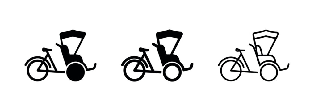 Cycle rickshaw or cyclo icon set