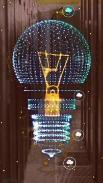 Animation of light bulb and data processing with connections over computer servers