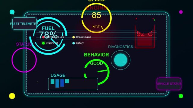 Modern Digital Vehicle Dashboard with Fleet Telemetry Display