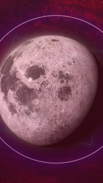 Animation of colourful shapes over planet on sky with stars