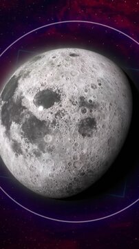 Animation of colourful shapes over planet on sky with stars