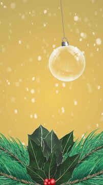 Animation of christmas clear baubles dangling