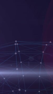 Animation of colourful shapes floating over a ball of connections spinning