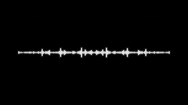 Clean white audio spectrum equalizer waveform, glowing silver sound wave frequency lines pulsing, minimal modern music visualizer rhythm loop black screen 4K 30fps Apple ProRes video