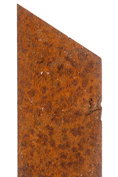 Part of old unknown rusty object isolated on white background. The usual metal detecting find.