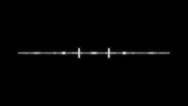 Clean white audio spectrum equalizer waveform, glowing silver sound wave frequency lines pulsing, minimal modern music visualizer rhythm loop black screen 4K 30fps Apple ProRes video