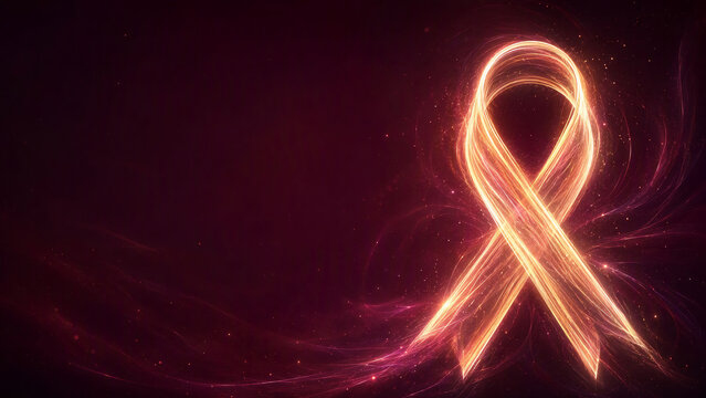 Yellow Glowing Light Trail Awareness Ribbon with Copy Space for Suicide Prevention