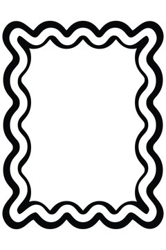 Double Wavy Black Rectangle Frame with Layered Decorative Border