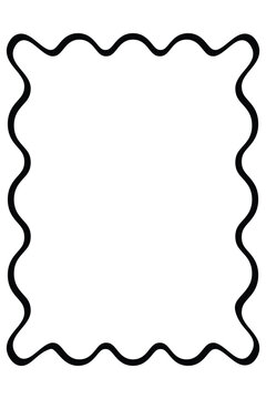 Thin Black Wavy Rectangle Frame with Organic Curved Border