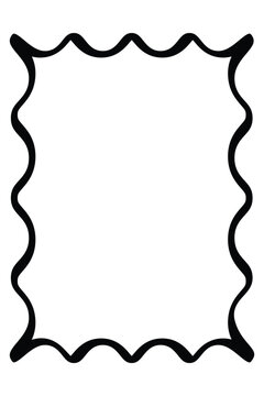 Bold Black Curved Rectangle Frame with Decorative Wave Border