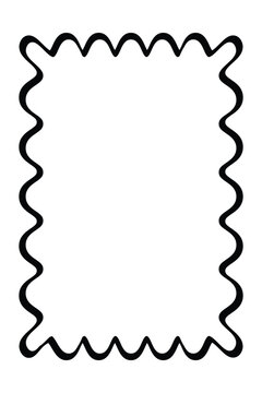 Black Scalloped Wave Rectangle Frame for Creative Designs
