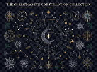 Celestial christmas constellation design elements set with showcases collection celestial festive vector illustrations with illustrations © YouTube