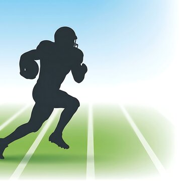 Football player running with ball on green field