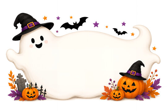 かわいいおばけとジャックオランタンのハロウィン横長フレーム