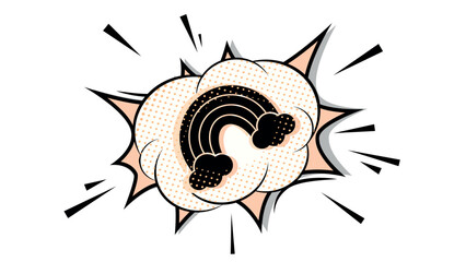 Comic book style cute rainbow explosion burst element, boom effect. © Premium_art