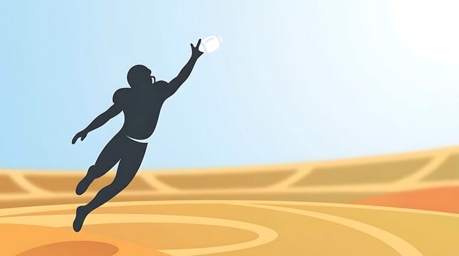 American football player catching ball in desert landscape