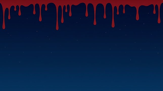 Dark red dripping paint or blood against a deep blue gradient background abstract horror design
