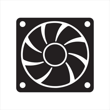 Computer cooling fan icon black graphic for hardware cooling.