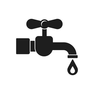Water faucet icon in flat style. Kitchen tap vector illustration on isolated background. Bathroom spigot sign business concept.