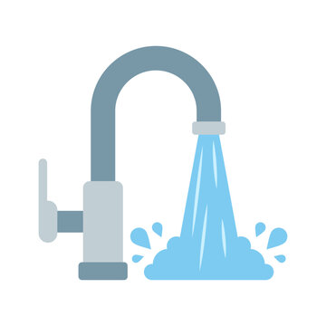Water faucet icon in flat style. Kitchen tap vector illustration on isolated background. Bathroom spigot sign business concept.