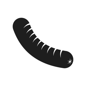 Grilled sausage icon silhouette in flat style. Meat product vector illustration on isolated background. Hot dog snack sign business concept.