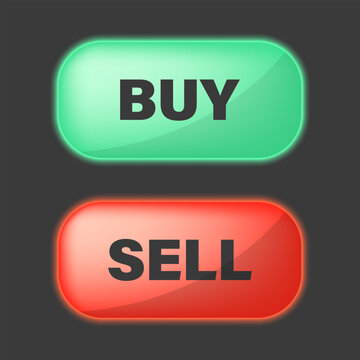 Buy and sell trading buttons icon in flat style. Stock market trading vector illustration on isolated background. Cryptocurrency indicators sign business concept.