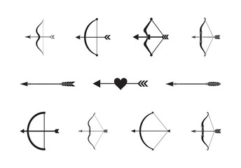 Fototapeta premium Bow and arrow archery icon vector collection