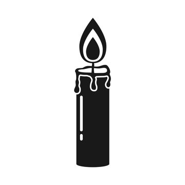 Burnining candle icon in flat silhouette style. Candlelight vector illustration on isolated background. Candle light sign business concept.