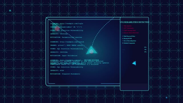 Cybersecurity Scan Interface with Vulnerability Detection on Dark Tech Background
