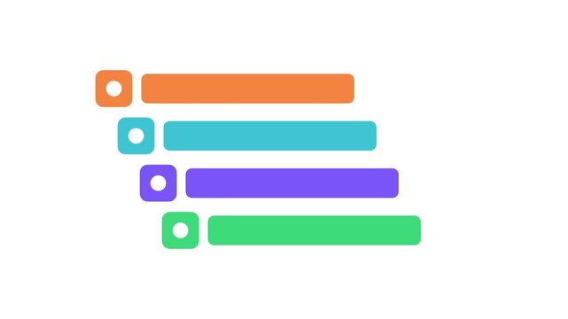 Colorful infographic list bars with rounded icon placeholders on white background
