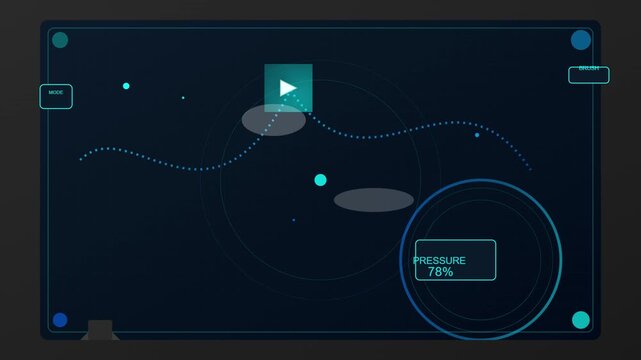 High-Tech Dashboard Displaying Pressure and Navigation Paths with Futuristic UI