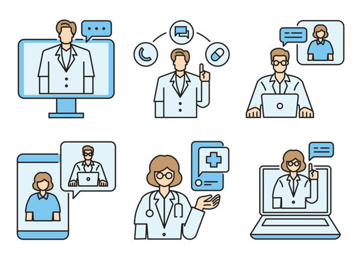colorline telemedicine icon illustration