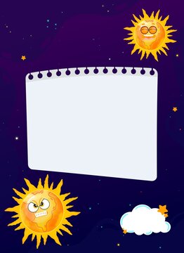 Name tags , space background for school kids, sun, angry sun happy sun clouds and stars printable name tags .	