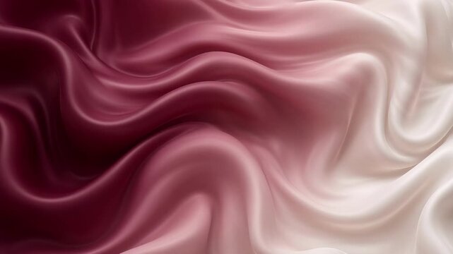Flowing burgundy and blush satin waves in an abstract style on a soft gradient background, evoking luxury, elegance, and calm