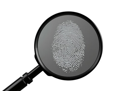 Small fingerprint under dark magnifying glass
