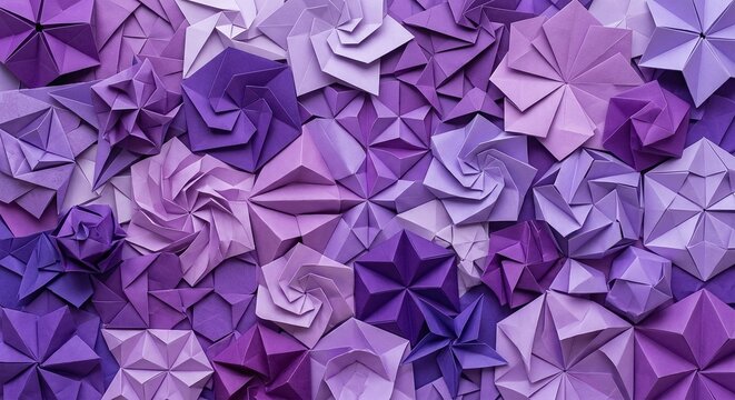 Purple origami geometric paper flower pattern