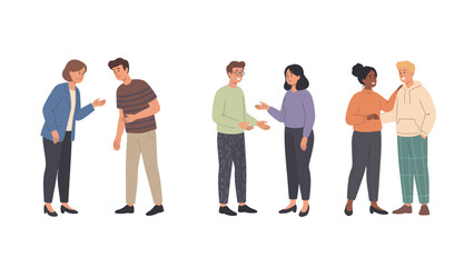 Obraz premium Diverse group of people engaged in conversation and interaction, illustrating communication and relationships.