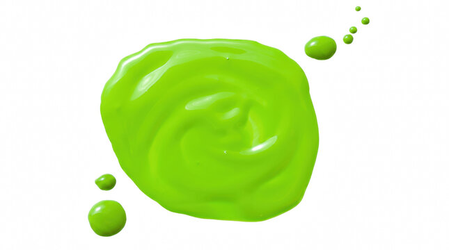 Vibrant Lime Green Glossy Paint Splatter with Droplets