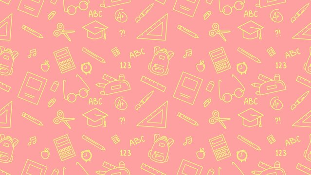Back to school outline seamless pattern. Education learning doodle background. School themed doodle seamless pattern. School supplies pattern background 