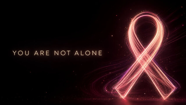 You Are Not Alone Text with Yellow Light Trail Awareness Ribbon for Mental Health